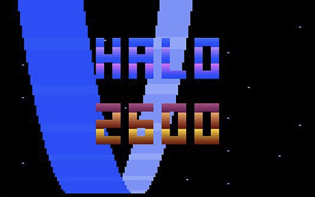 a pixelated title screen for a video game